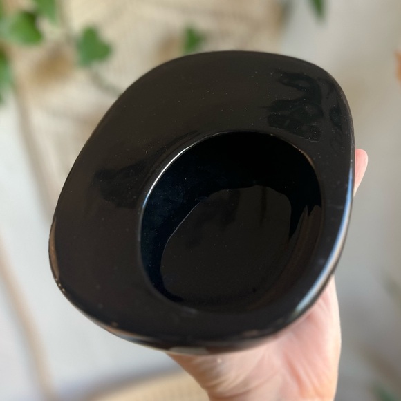 Vintage Black Ceramic Modernist Bowl Mid Century Minimalist MCM Planter Bonsai - Picture 3 of 9